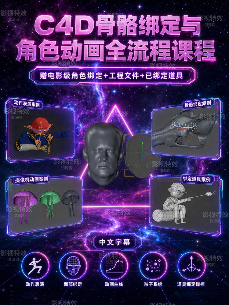 C4D骨骼绑定与角色动画课程（AI精译中文字幕）
