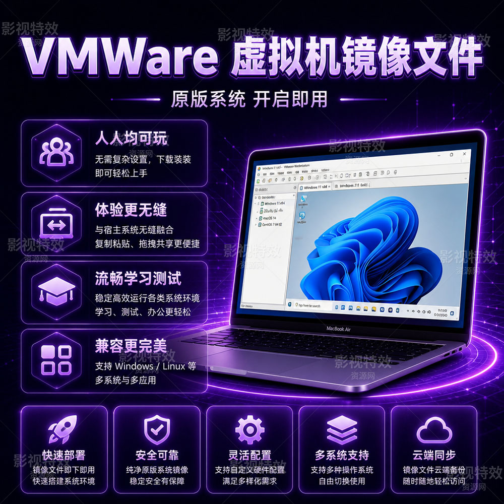 VMWare虚拟机镜像文件WIN&Mac黑苹果原版系统vmx打开即用