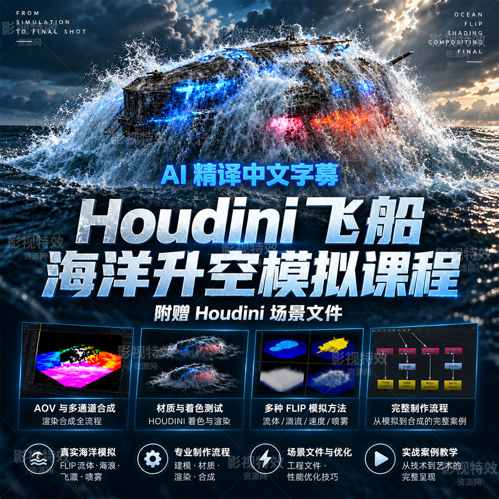 Houdni 飞船海洋升空模拟课程（附原工程文件）